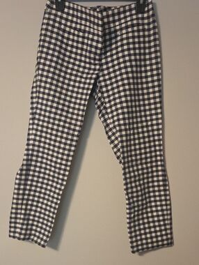 Gingham Check Slim Pants - Navy & White